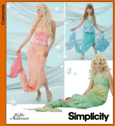 4043 GIRLS,ADULT 10-16 MERMAID COSTUME, FIN, BAG PATTERN